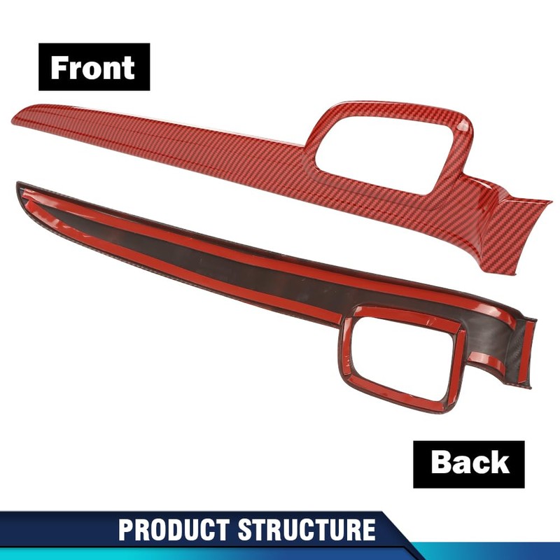 PIT66 Inner Door Handle Trim Cover Strip Red Gloss Carbon