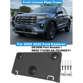 FASTCHE Front License Plate Frame Compatible with 2025 2026 Ford Explorer Front Bumper License Tag Plate Holder Mounting Bracket Replace # RB5Z-17A385-AA FO1068211