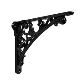 khtumeware Shelf Bracket 6 Inch, Decorative Brackets for Shelving, Heavy Duty Vintage Ornate Shelf Bracket, Hardware Included, 2 Pack, Black Finish, 5.9x4.2x1.73 inch