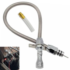 Firewall Mounted Stainless Flexible Oil Dipstick for Ford C4 C6 AOD 4R70W Transmission Fill in Style, Works with Ford F100
