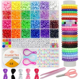 24 Color Pony Beads Bulk 1100 Pcs,Kandi Beads for Necklace Jewelry Making Earring Hair Braiding,Bracelets Making Kits,Hair Beads,Bracelet Beads,Plastic Beads for Crafts Braids Girls