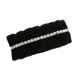 VINGTAINE H-789 Velvet Stone Barrette Hair Clip, Rhinestone Hair Accessory, Black