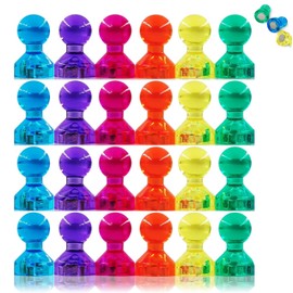 24PCS Colorful Push Pin Magnets, 6 Assorted Color Strong Refrigerator Magnets Whiteboard Magnets, Small Magnetic Push Pins for Fridge, Whiteboard, Map, Dry Erase Board, Office, Classroom, School