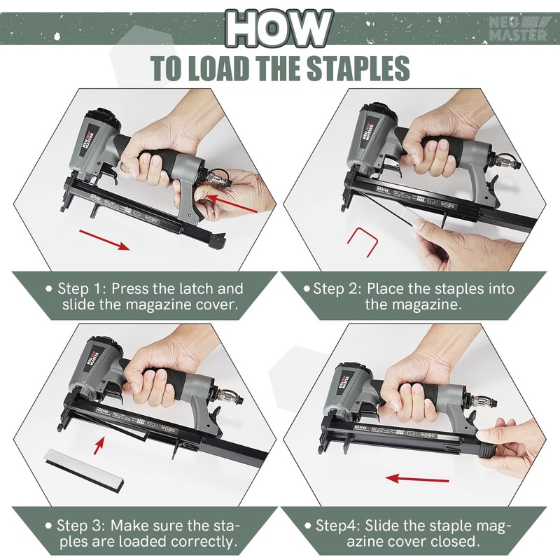 NEU MASTER Pneumatic Staple Gun, 20 Gauge Upholstery Stapler with