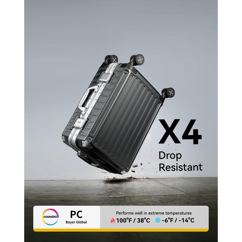 LUGGEX Aluminum Frame Luggage with Spinner Wheels, Zipperless Polycarbonate Hard