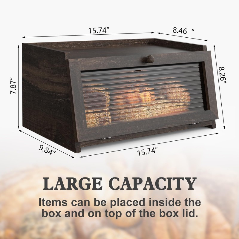 LOHASOK Bread Box for Kitchen Countertop Large Farmhouse Bread Container