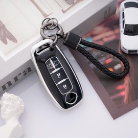 [Unhoke] New Serena Key Case, C28 Series, New Lukes, ProPilot e-Power, Smart Key Cover, Sliding Doors on Both Sides, Luxury TPU, 4 Buttons, Silver Black