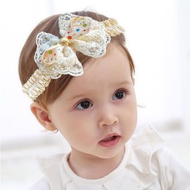 Rannyrena Baby Girl Lace Bow-knot Headband Soft Cotton Dot Elastic Baby Hair Band Sweet Princess Hair Bow Accessory for Newborn Infant Toddlers