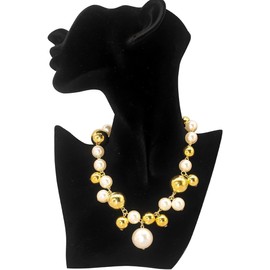 Large Pendant Pearl Necklace For Women Adjustable Chain Necklaces (Gold, One size)