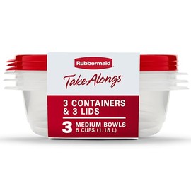 Rubbermaid TakeAlongs Food Storage Container, 5 Cup, 3 Count