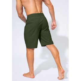 Men's Swim Trunks Quick Dry Board Shorts with Zipper Pockets Beach Shorts Bathing Suits for Men - No Mesh Liner, Olive, X-Large
