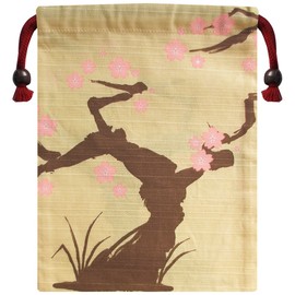 Peanuts SNKN1269 Snoopy Shantung Drawstring Bag, Over Cherry Blossom Tree, Approx. H 7.9 x W 6.2 inches (20 x 15.8 cm)