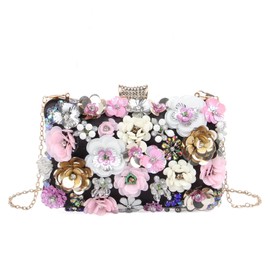 LHHMZ Women Elegance Floral Evening Clutch Bags Flowers Beads Wedding Tote Bags Bride Shoulder Handbags
