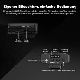 K&F Concept Mini Kamera Blitzer, GN12 2000mAh Starke Akkulaufzeit Flash Speedlite mit 8 Leistungsstufen，Mini Kamera Blitzgerät S1/S2 Aufsteckblitz mit Diffusor für Nikon,Canon, Fuji, Panasonic Kameras