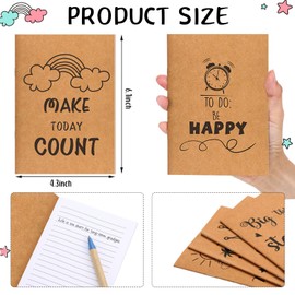 Chinco 48 Pack Kraft Inspirational Notepads Gift Motivational Notebooks Small Inspirational Lined Pockets Notebook Funny School Office Supplies, 4.3 x 6.1 Inches