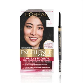 L'Oréal ParisBrow Stylist Soft Black, 1 Count + Excellence 1 Black Gray
