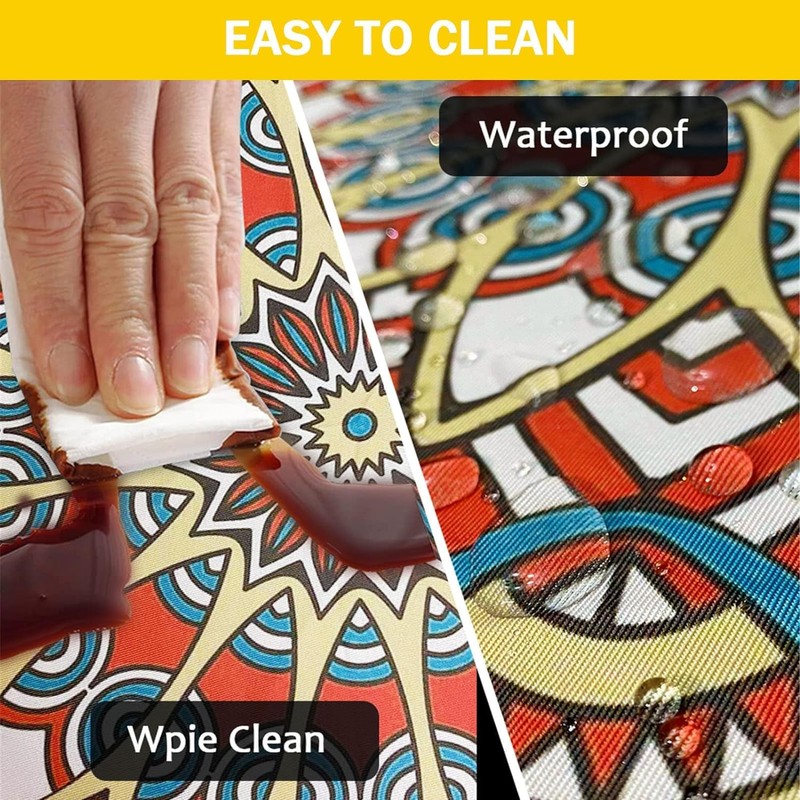 FANSU Round Tablecloth 70cm, Waterproof Round Table Cover Mandala Wipe
