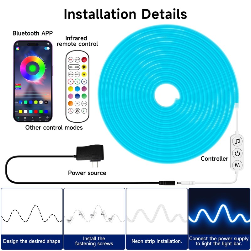 LED Neon Rope Lights, 32.8ft RGB LED Light Strip, 24V