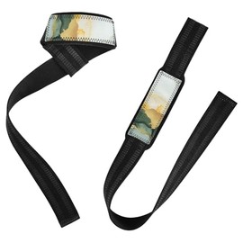 Correas de elevación de fitness de mármol amarillo blanco y amarillo, 26 pulgadas, muñequeras antideslizantes para el gimnasio para levantamiento de potencia, entrenamiento de fuerza, culturismo