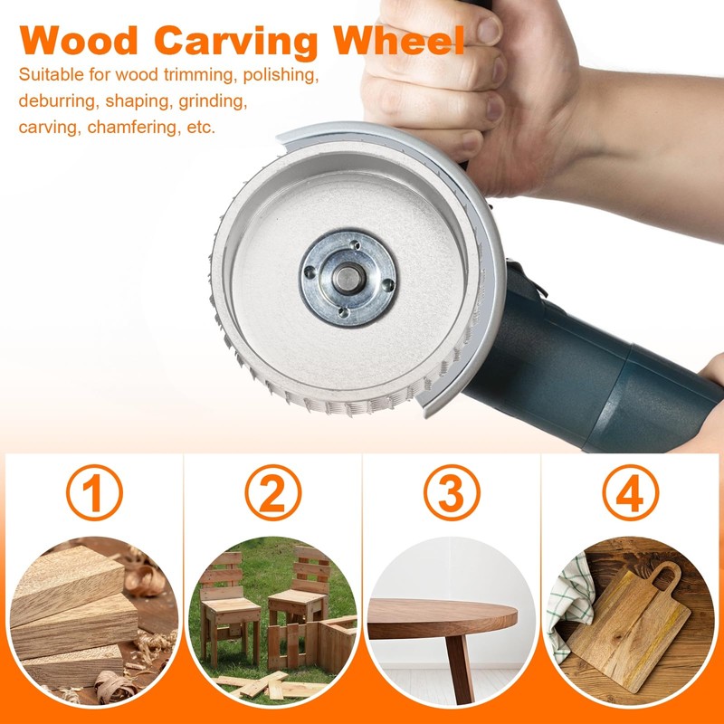HARFINGTON Wood Carving Wheel with 5/8" Arbor Fits 4" Angle