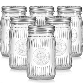 Esrentle 6 Pack 32 oz Wide Mouth Mason Jars with Airtight Lids - Glass Canning Jars for Food Preservation, Storage, Pickling, Crafts & DIY Projects, Durable Quart Glass Jars Dishwasher Safe