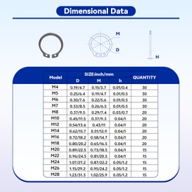 matell 315Pcs Black Alloy Steel Circlip Snap Retaining Clip Ring Assortment Set,Black Alloy Steel,External Circlip Snap Retaining Clip Ring,15sizes including