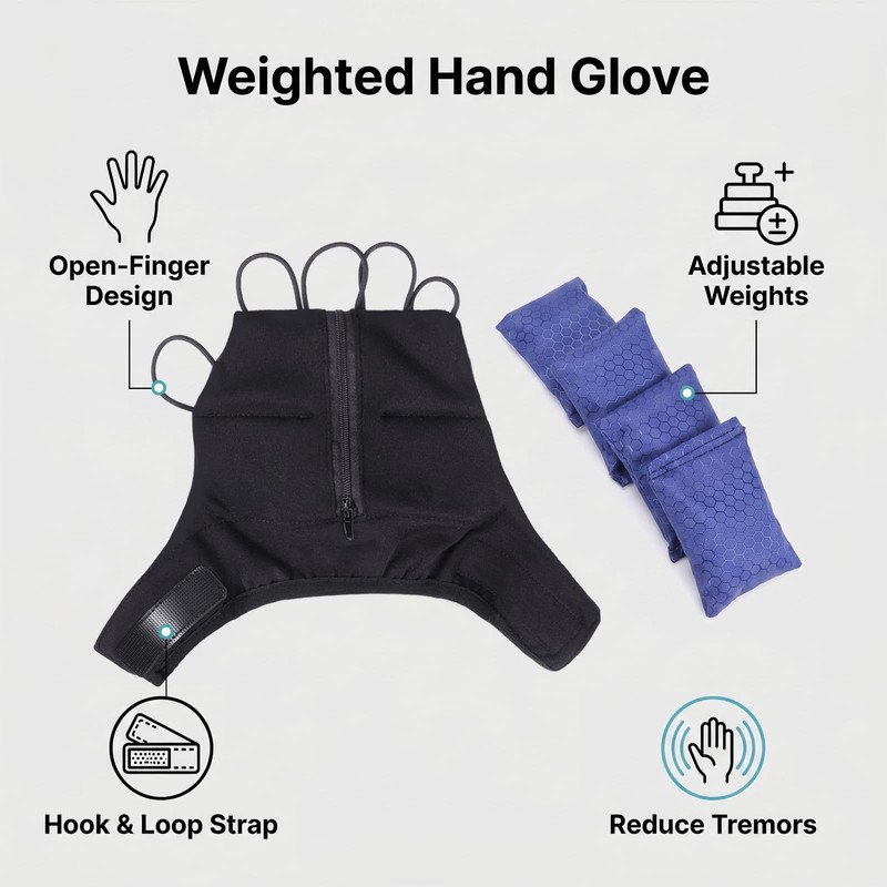Weighted Gloves for Tremors, Adjustable Wrist Weights for Hand Tremors