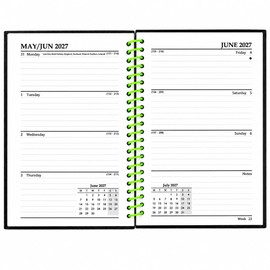 Evelay 2027 A5 Week to View Diary, Hardback Planner, Plastic Spiral Bound, Full Year Calendar (Black)