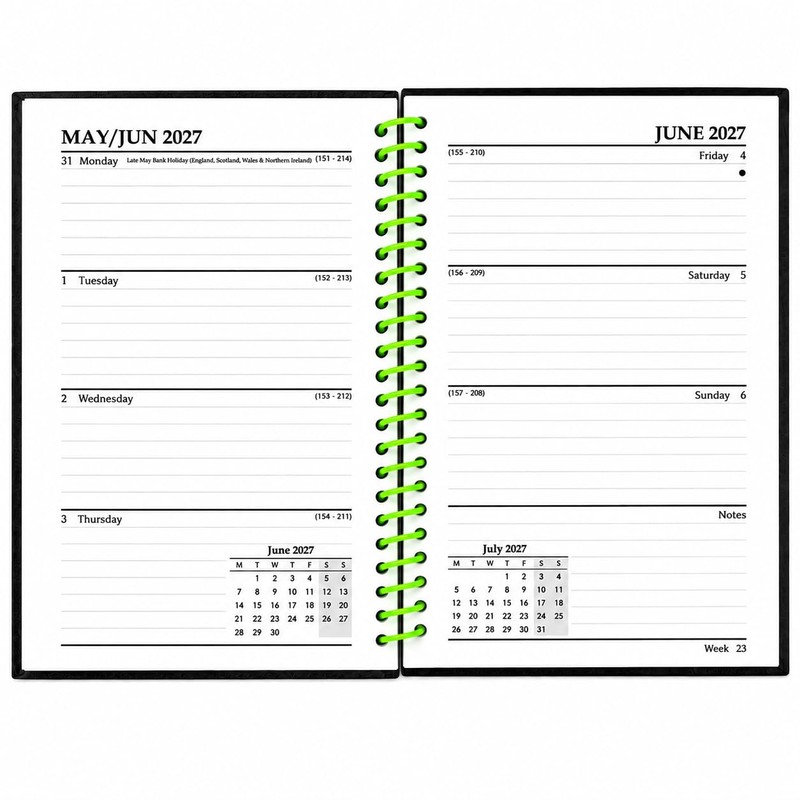 Evelay 2027 A5 Week to View Diary, Hardback Planner, Plastic