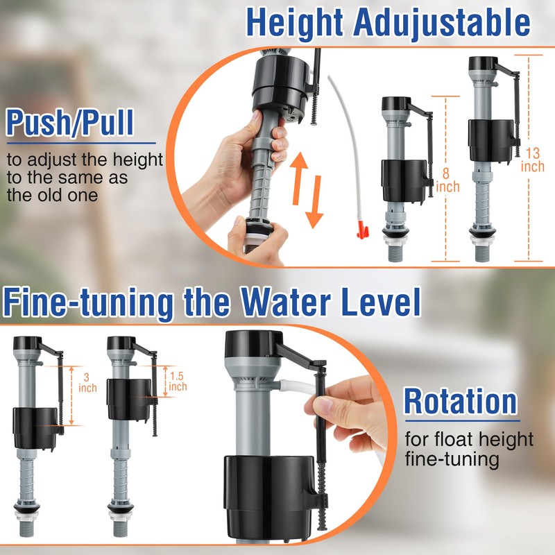 Saillong 12 Pack Toilet Fill Valve Replacement, Height Adjustable Universal