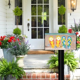 Flip-Flops Mailbox Cover, Summer Beach Starfish Shells 21" x 18" Magnetic Mailbox Cover, Standard Size Post Letter Box Wrap Farmhouse Decor for Garden Yard Outdoor Decor