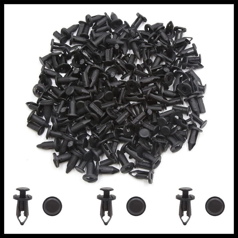Hihaha 100pcs 7mm Hole Black Car Plastic Rivets Fastener Retainer