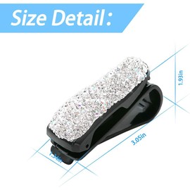 CGEAMDY Car Glasses Holder, 2 Pieces Car Glasses Holder Rhinestone Car Sun Visor Clips Sun Visor for Glasses Cards (White)