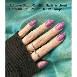 ruyeefam Nail Polish Strips - 22 Pcs Salon Quality Gel Nail Stickers - Long Lasting Wraps (Cherry ICY)