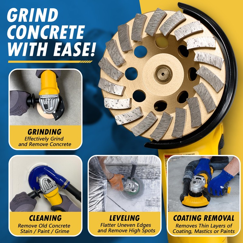 7" Diamond Grinding Wheels for Concrete or Masonry, 24 Turbo