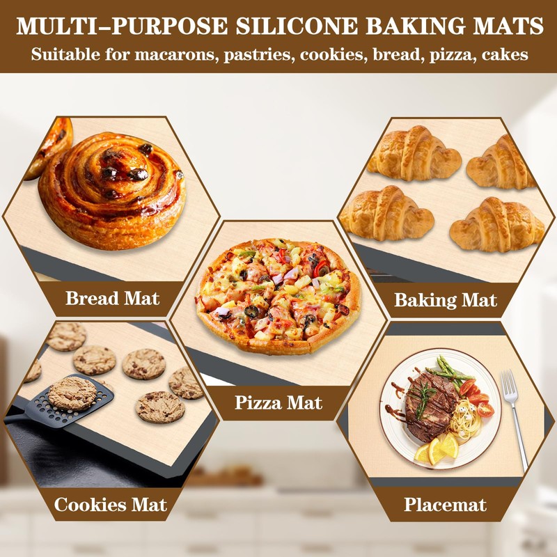 Ninsula Silicon Baking Mats, 15.7"x11.8" 2-Pack Reusable Silicon Baking Mat
