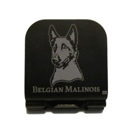 Belgian Malinois Head Profile Laser Etched Hat Clip Black