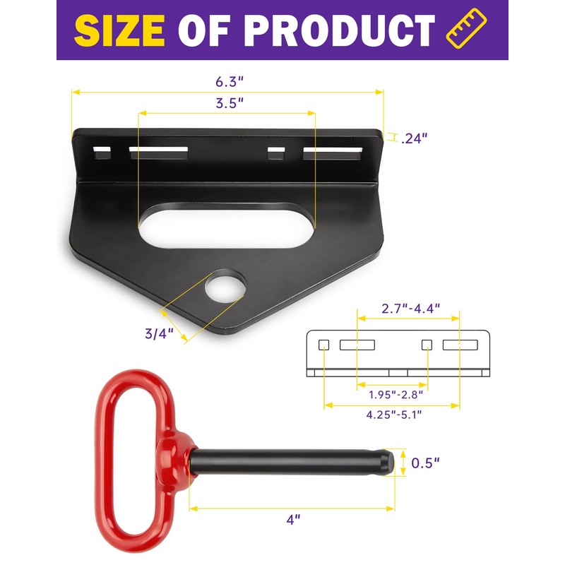 HOWBOW Zero Turn Mower Trailer Tow Hitch Kit, 1/4" Heavy