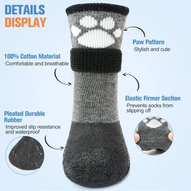 BEAUTYZOO Anti Slip Dog Socks Boots, Dog Shoes for Hot/Cold Pavement Snow Rain Days,Waterproof Grip Dog Booties Paw Protector for Hardwood Floor, Prevent Licking for Small Medium Large Senior Old Dogs