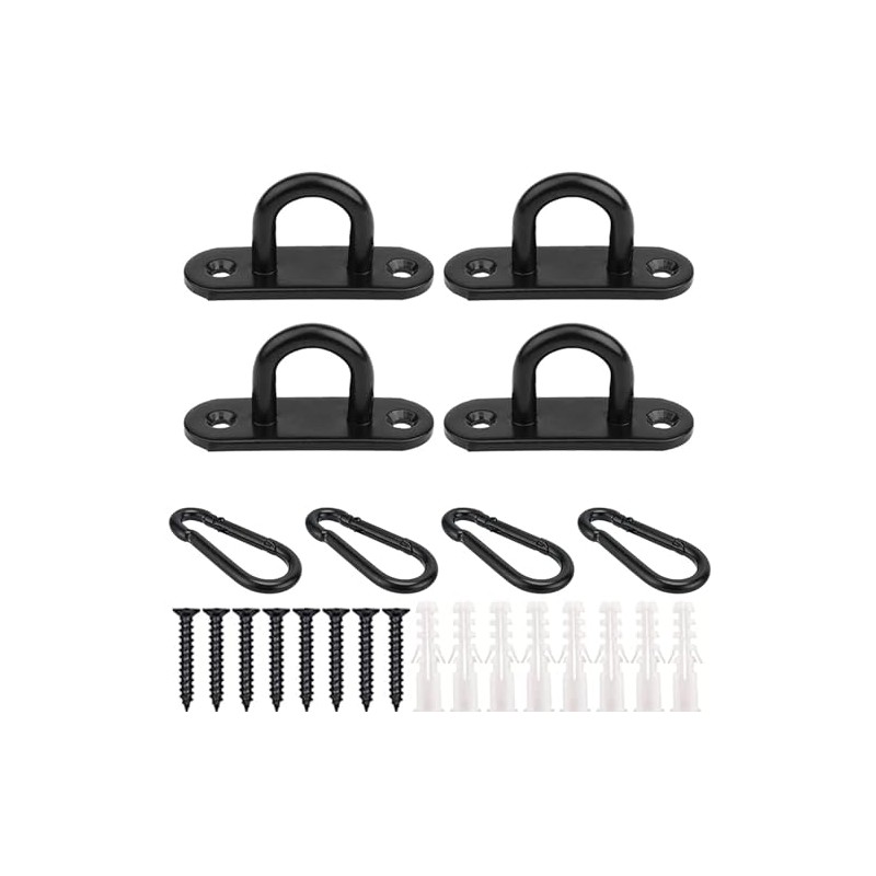 4 Pack Pad Eye Plate and Carabiner Clips Hook and