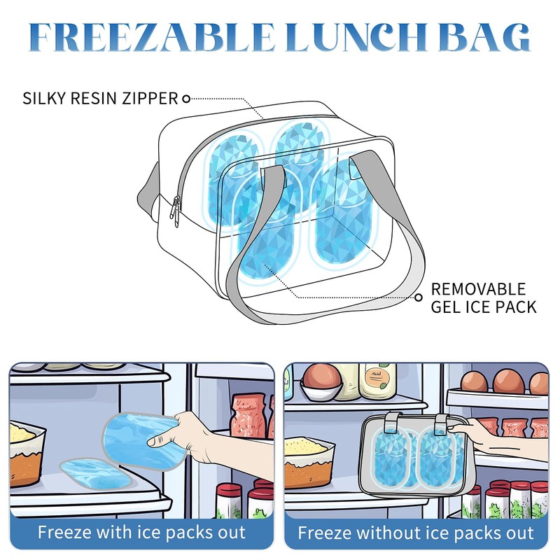 Lunch Bag Women，Freezable Lunch bag，Built-in Ice Pack Small Cooler，Womens Lunch