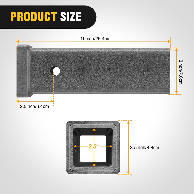 Nilight Hitch Adapter 2.5" x 10" Combo Bar Trailer Receiver