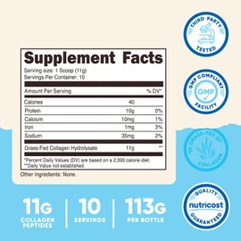 Nutricost Collagen Peptides Powder 4 oz (Unflavored) Type I, Type III Collagen - Grass-Fed, Gluten Free and Non-GMO