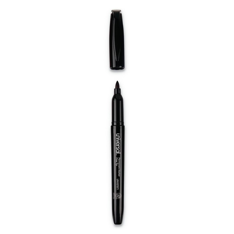 Universal UNV07071 Fine Bullet Tip Pen-Style Permanent Marker - Black