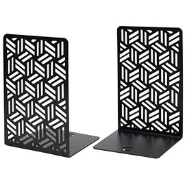 CNK Bookends , Premium Book Ends for Book Shelves, Metal Book Ends for Home Office Heavy Books, Book Shelf Holder, Home Decorative, Book Stoppers, Book Holder, Set of 2 Black Hexagon Bookends…
