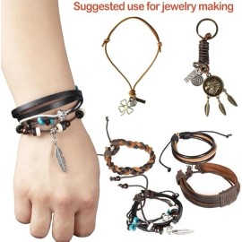 Unbranded Flat Genuine Leather Strip Cord Braiding String Crafts Shoelace Tan 3mm 5 Yards