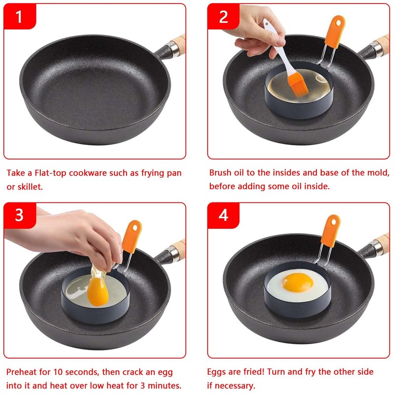 3 Pcs Egg Rings, Round Egg Circle Mold, Non-Stick Fried
