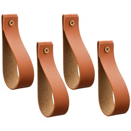 CLISPEED 4 Pcs Style Stand Curtain Rods Curtain Rods Hooks Removable Wall Hooks Pin Hanging Straps Strapping Pulls Door Hanger Wall Pole Holders Cotter Racks Holders Brown Leather