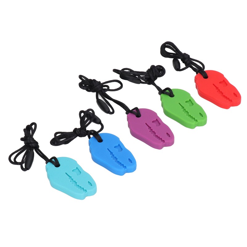 5pcs Infants Teething Necklace Silicone Exercise Senses Soothing Gum Chewing