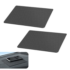 dawfall 2 PCS Car Anti Slip Pad, 10.63" x 5.90" Washable Grid Pattern Magic Sticky Grip Pad, Multifunctional Fixate Anti-Slip Mobile Car Ornaments, Universal for Most Cars (Black)
